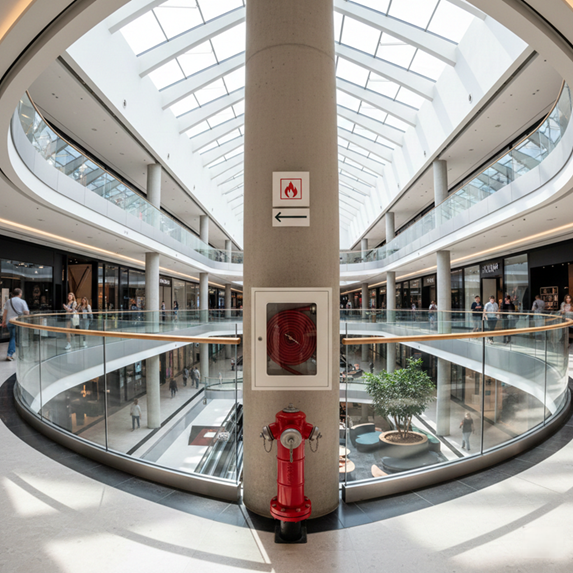 صنابير إطفاء الحرائق في مراكز التسوق - Fire Hydraulics in Shopping Mall